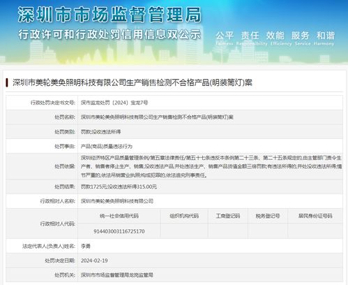 深圳美輪美奐照明科技 以罰促改，護(hù)航質(zhì)量線